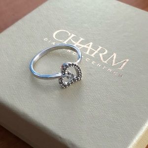 Charm Diamond Center sterling silver ring